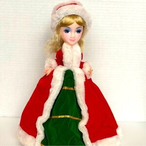 Vtg Brinn's Musical Collectible Doll Christmas Decoration White Christmas 1986